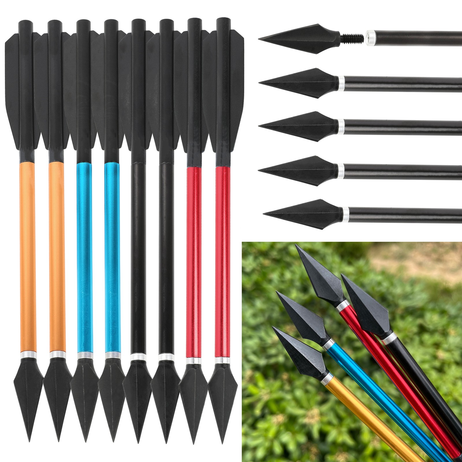 Crossbow Bolt Broadhead - 6.7'' Archery Bolts Aluminum Shaft Arrow
