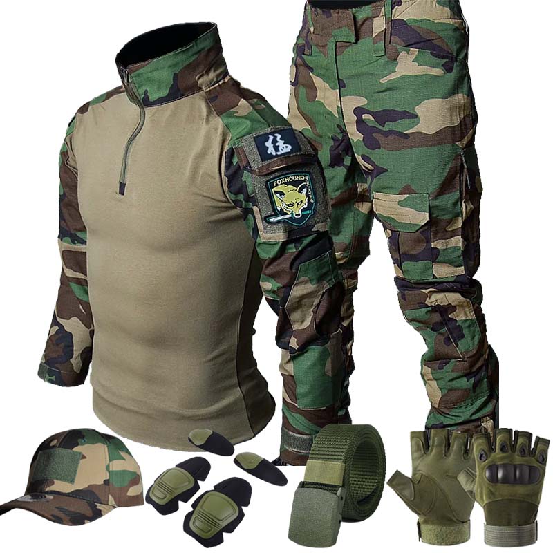 Hunting Outdoor Pants - Tactical Cargo Uniform Jungle Green Set