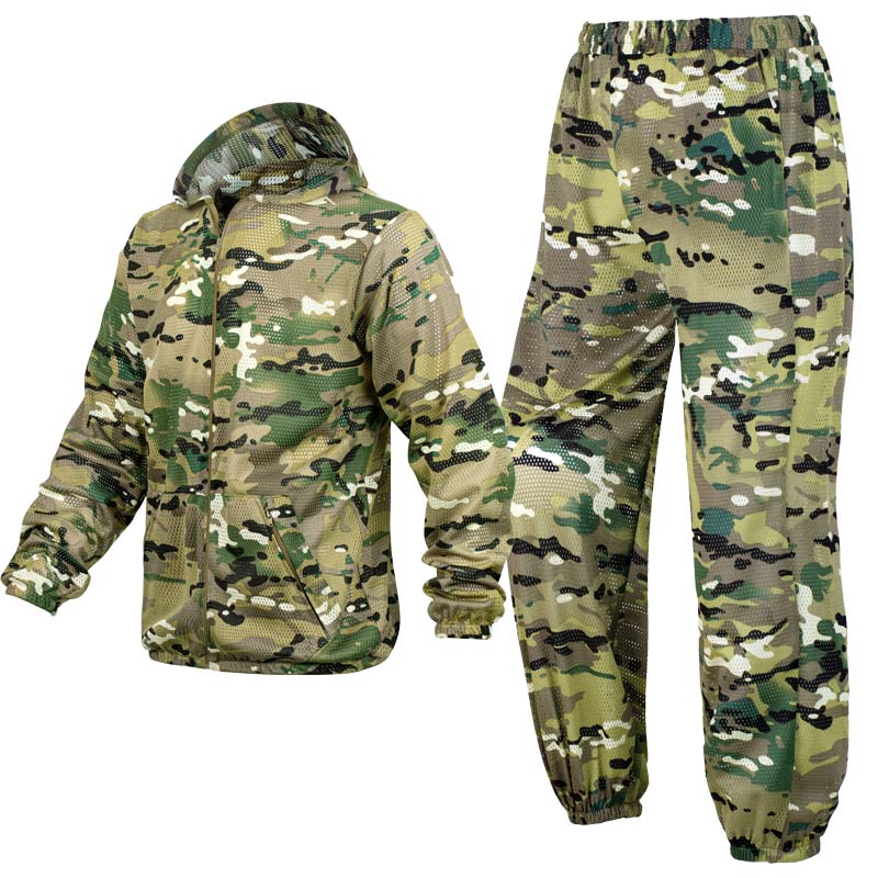 Hunting Outdoor Pants - Summer Cool Camouflage Suit Mesh Hooded