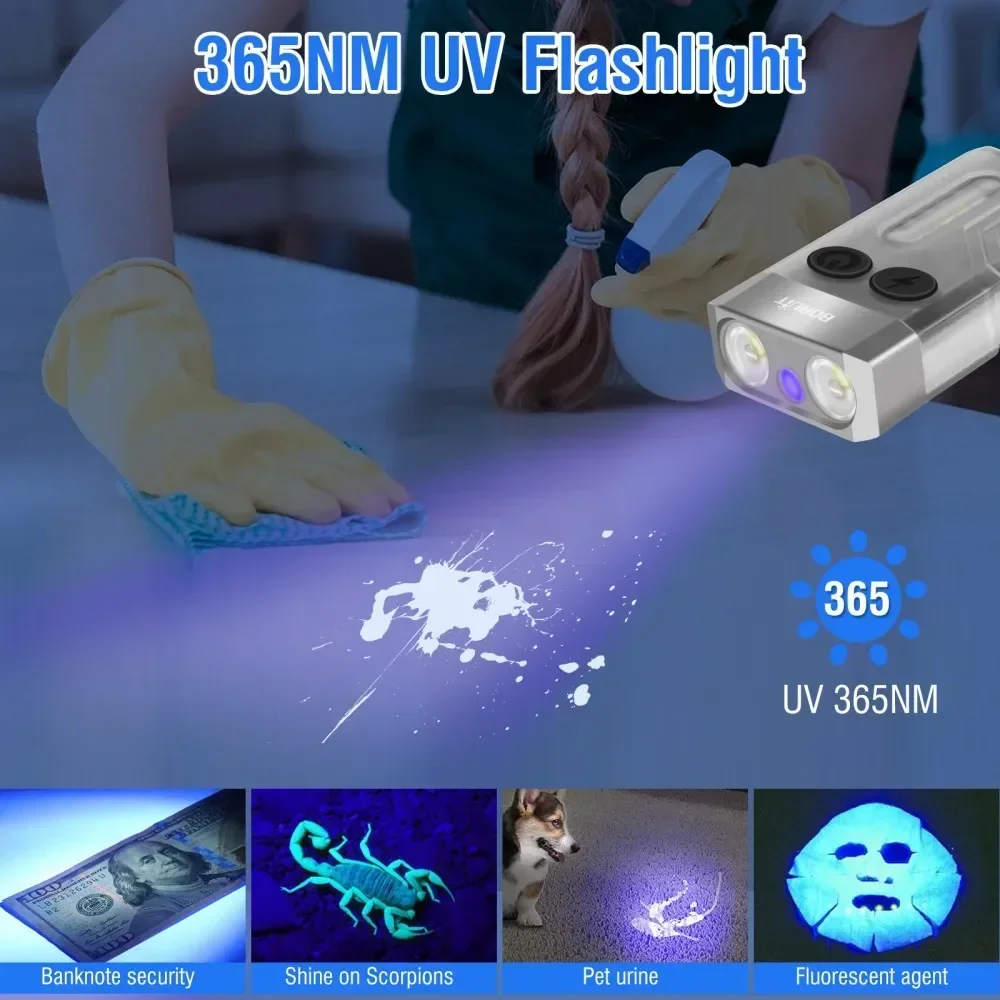 BORUiT V10 Keychain UV LED EDC - Outdoor Hunting Lights recension och pris
