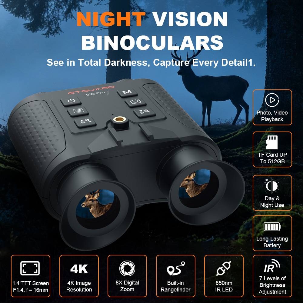 4K Night Vision Binoculars 8X  - Outdoor Hunting Videos recension och pris